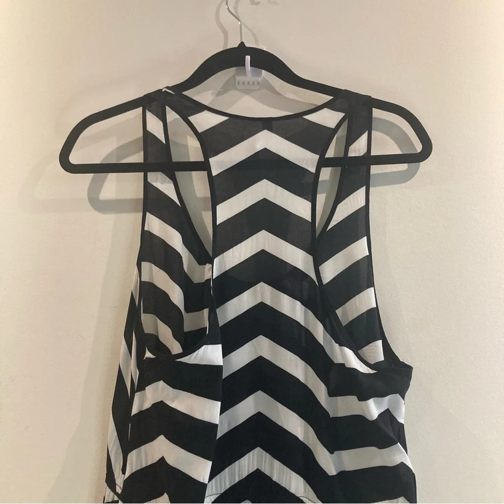 SEAFOLLY AUSTRALIA Sz M Chevron Black White Tank Style Drawstring Beach Dress - Picture 4 of 10